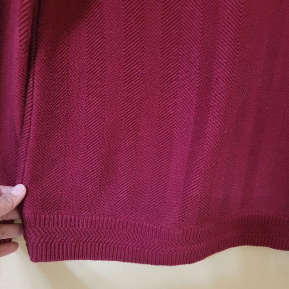 Chaps Ralph Lauren Burgundy Sweater L/G 100% Cotton Office Preppy Dadcore - Picture 7 of 9